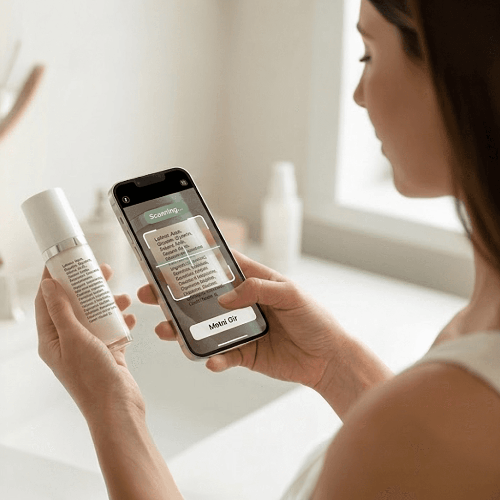 Kozmetik ürün etiketini telefon ile tarama